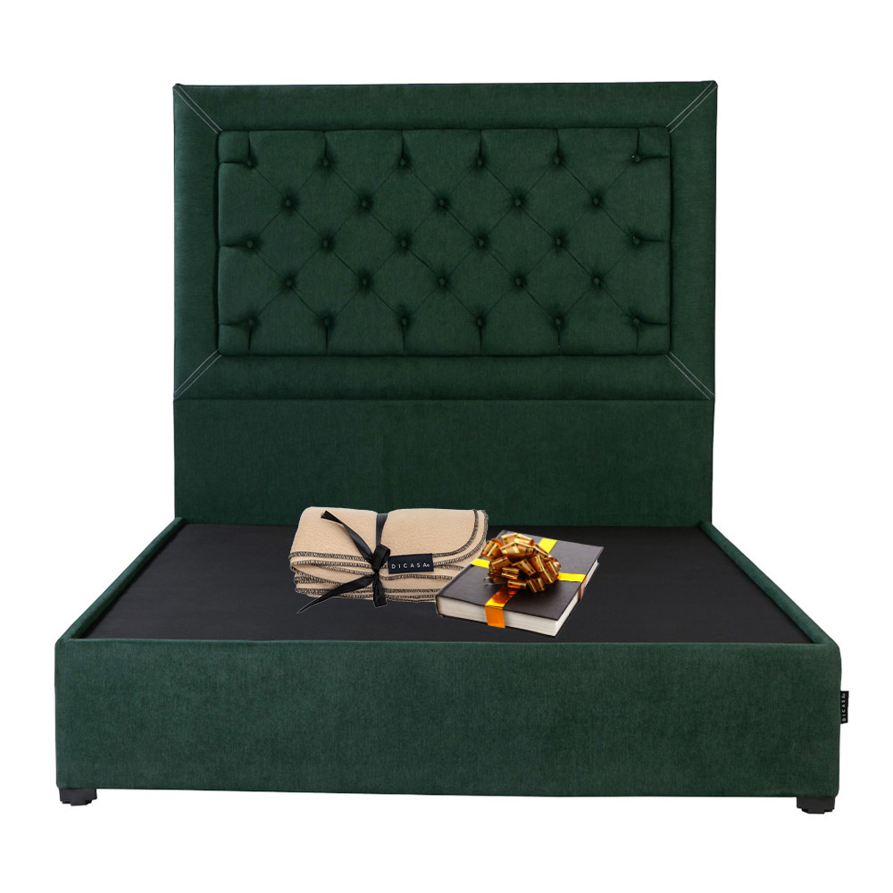 Cabecera Dicasa Mary Verde+Base de Cama Dicasa Imperial Verde Queen Size