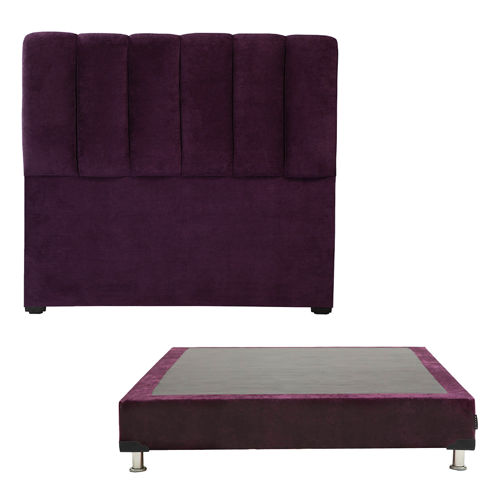 Cabecera Dicasa Kami + Box Dicasa Velvet Color Morado Queen Size