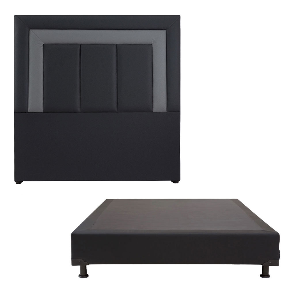 Cabecera Vento y Box Vita Dicasa color Negro Queen Size