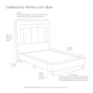Foto 4 | Cabecera Vento y Box Vita Dicasa color Negro Queen Size