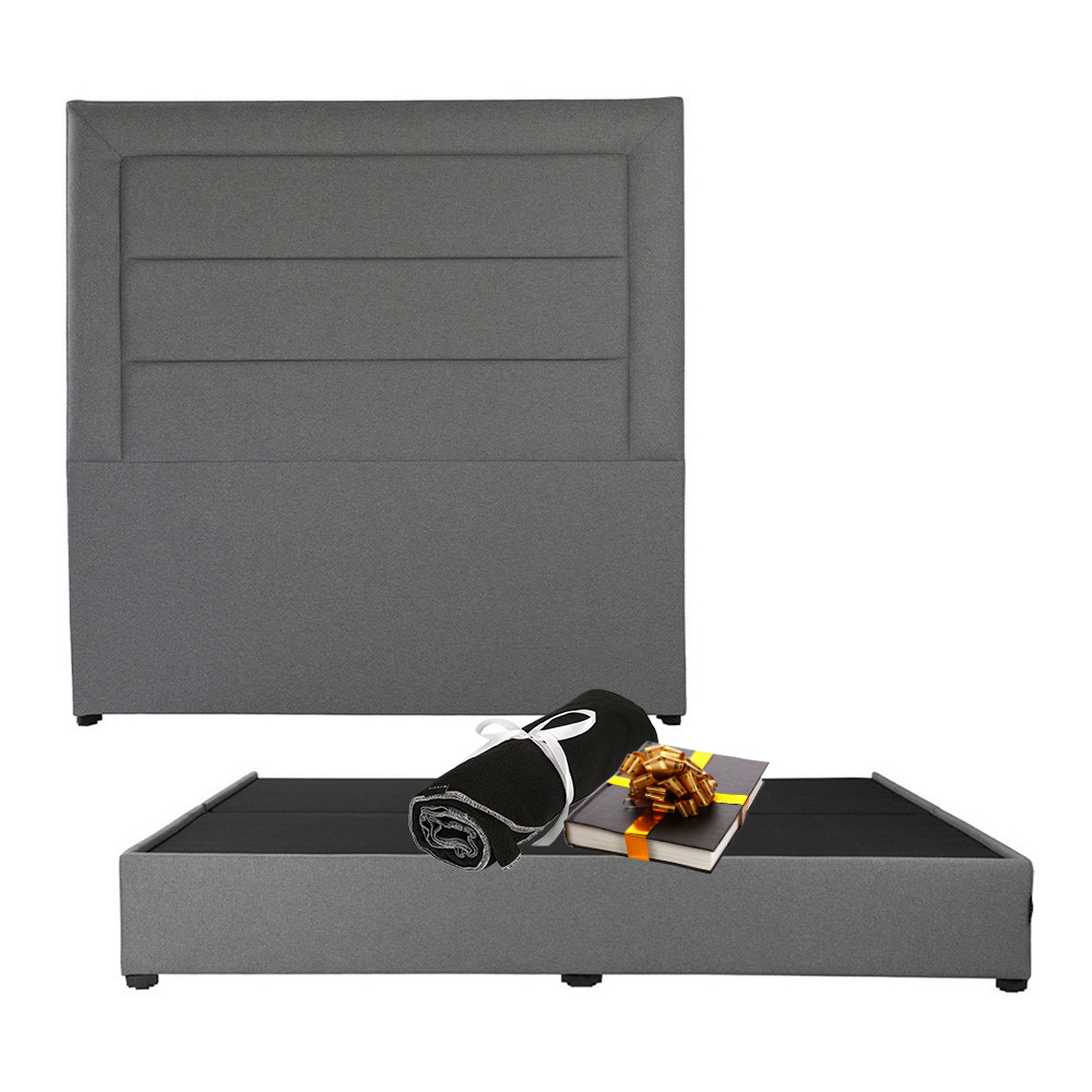 Cabecera Dicasa Blend Gris + Base Cama Dicasa Orlando Gris King Size