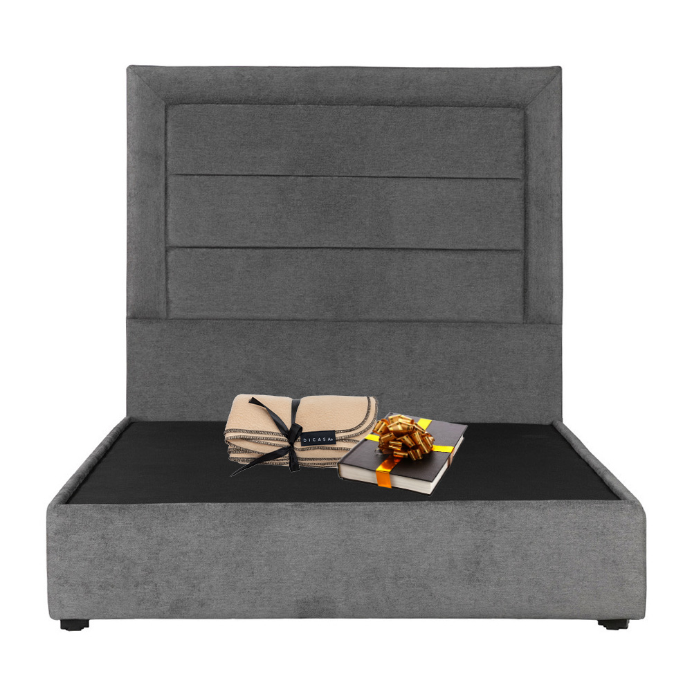 Cabecera Dicasa Blend Gris Oscuro + Base Cama Dicasa Nizzo Gris Oscuro Individual