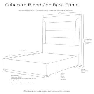Foto 4 | Cabecera Dicasa Blend color Azul + Base Cama Dicasa Nizzo color Azul Queen Size
