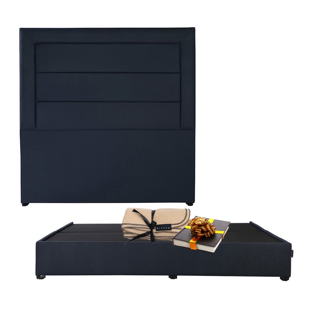 Cabecera Dicasa Blend Color Azul + Base Cama Dicasa Orlando Color Azul King Size $10,799