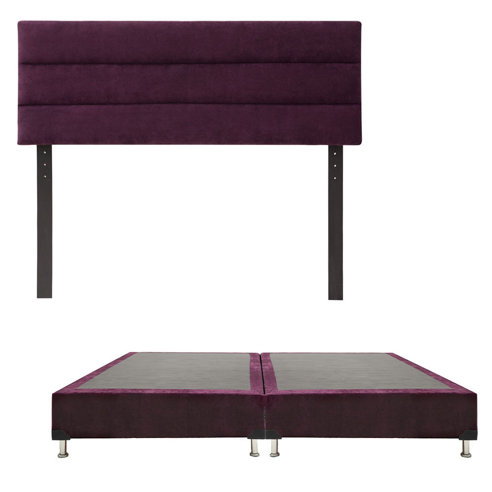 Cabecera Dicasa Logan Morado + Box Dicasa Velvet Morado King Size