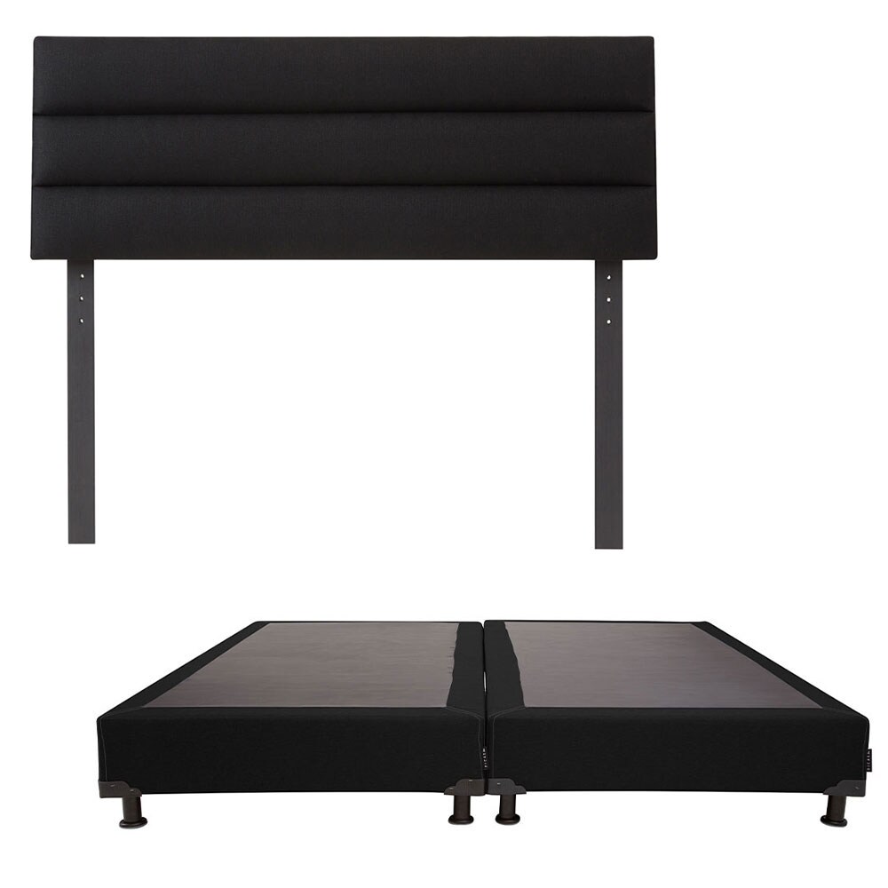Cabecera Dicasa Logan Negro + Box Dicasa Black Negro King Size $9,649