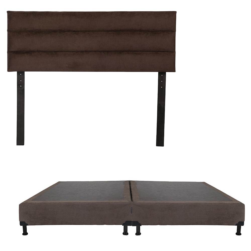 Cabecera Dicasa Logan Color Chocolate + Box Dicasa Bless color Chocolate King Size $9,649