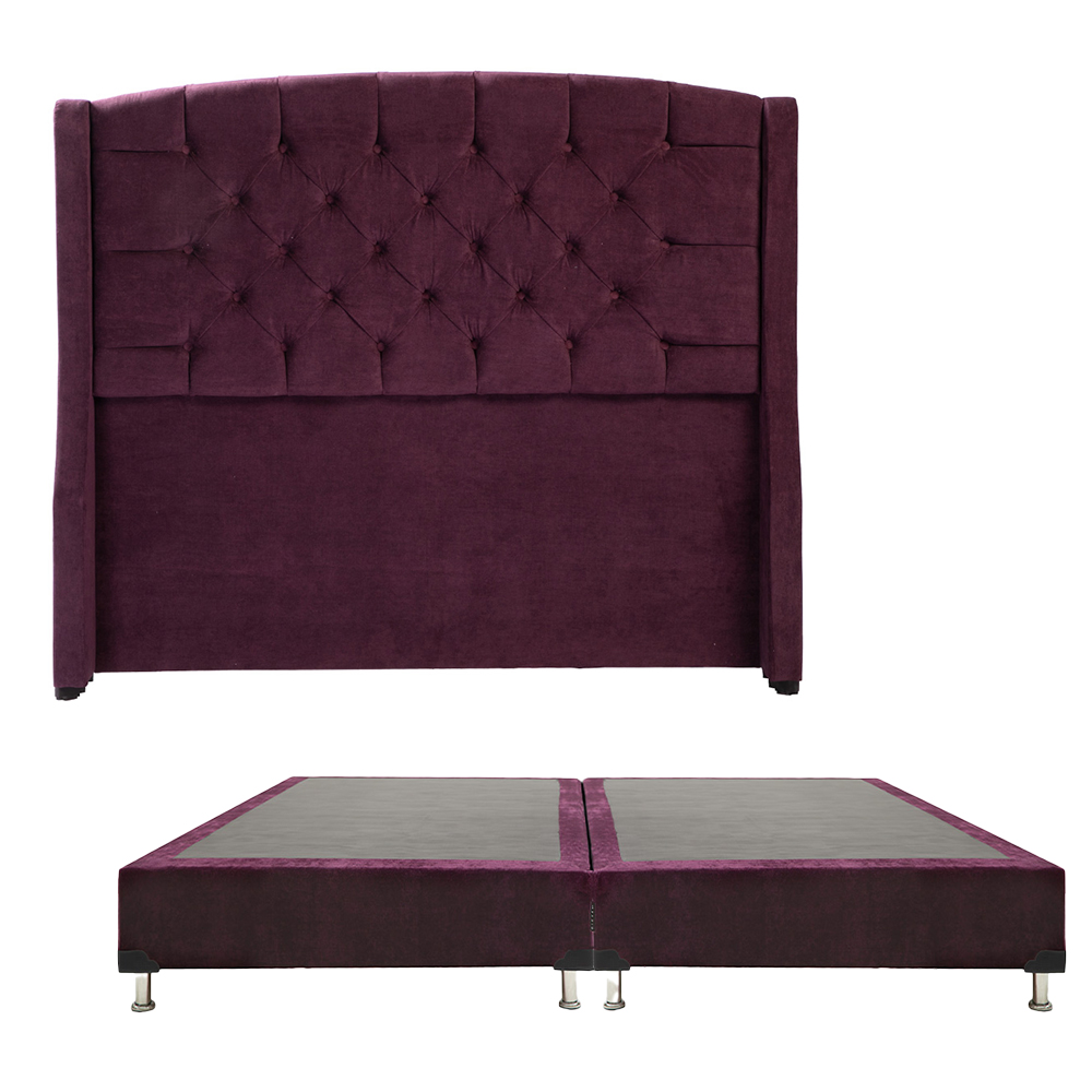 Cabecera Dicasa Sitka Morado + Box Dicasa Velvet Morado King Size