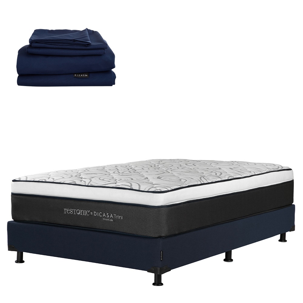 Colchón Dicasa Trini + Box Dicasa Orly Queen Size + Sábanas Softy $8,299