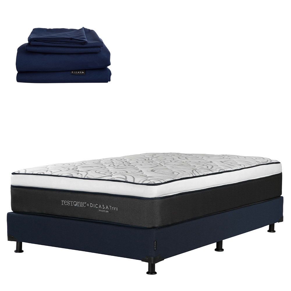 Colchón Dicasa Trini más Box Dicasa Orly Matrimonial más Sábanas Softy $7,949