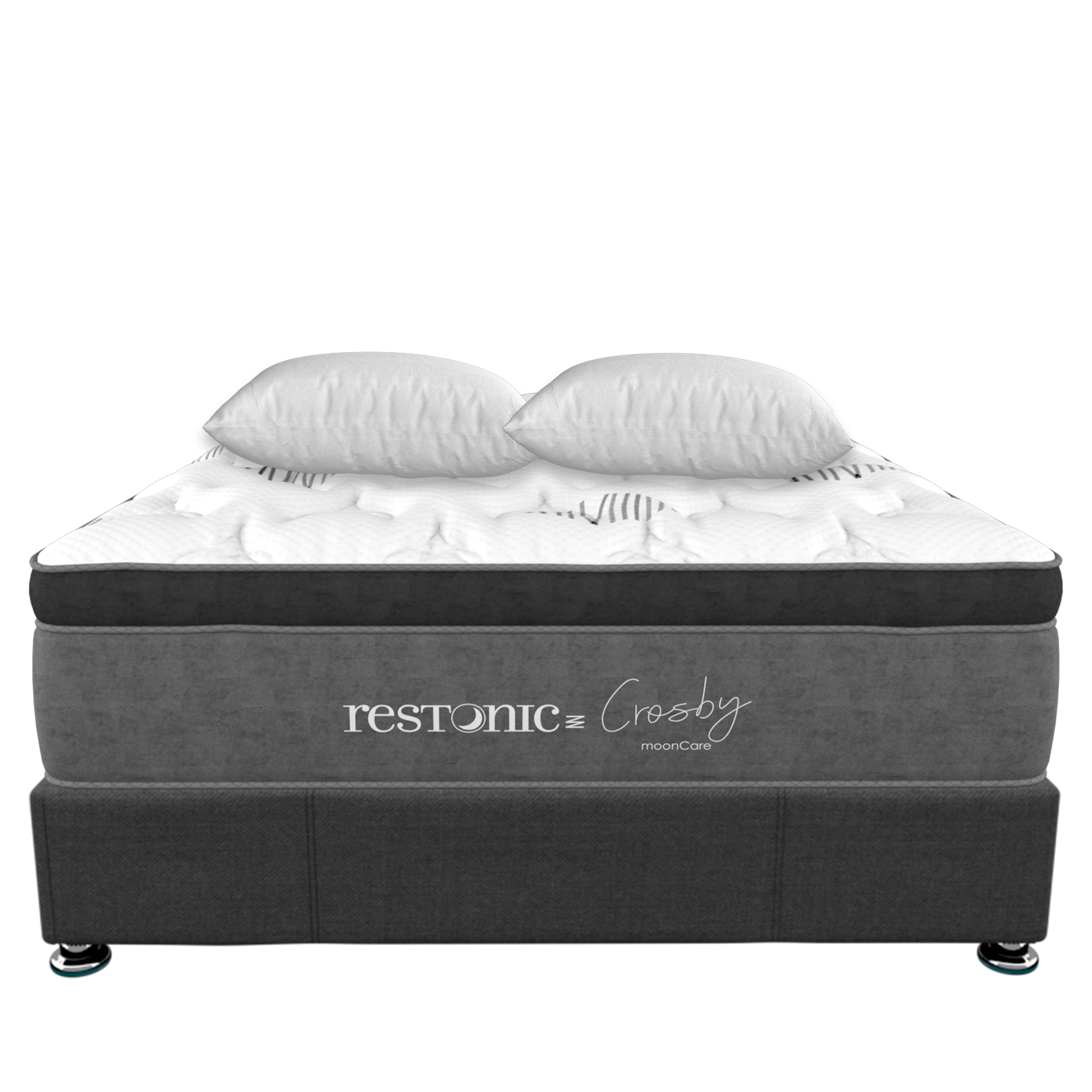 Colchón Restonic Individual Spring Confort + Base Box + 2 Almohadas