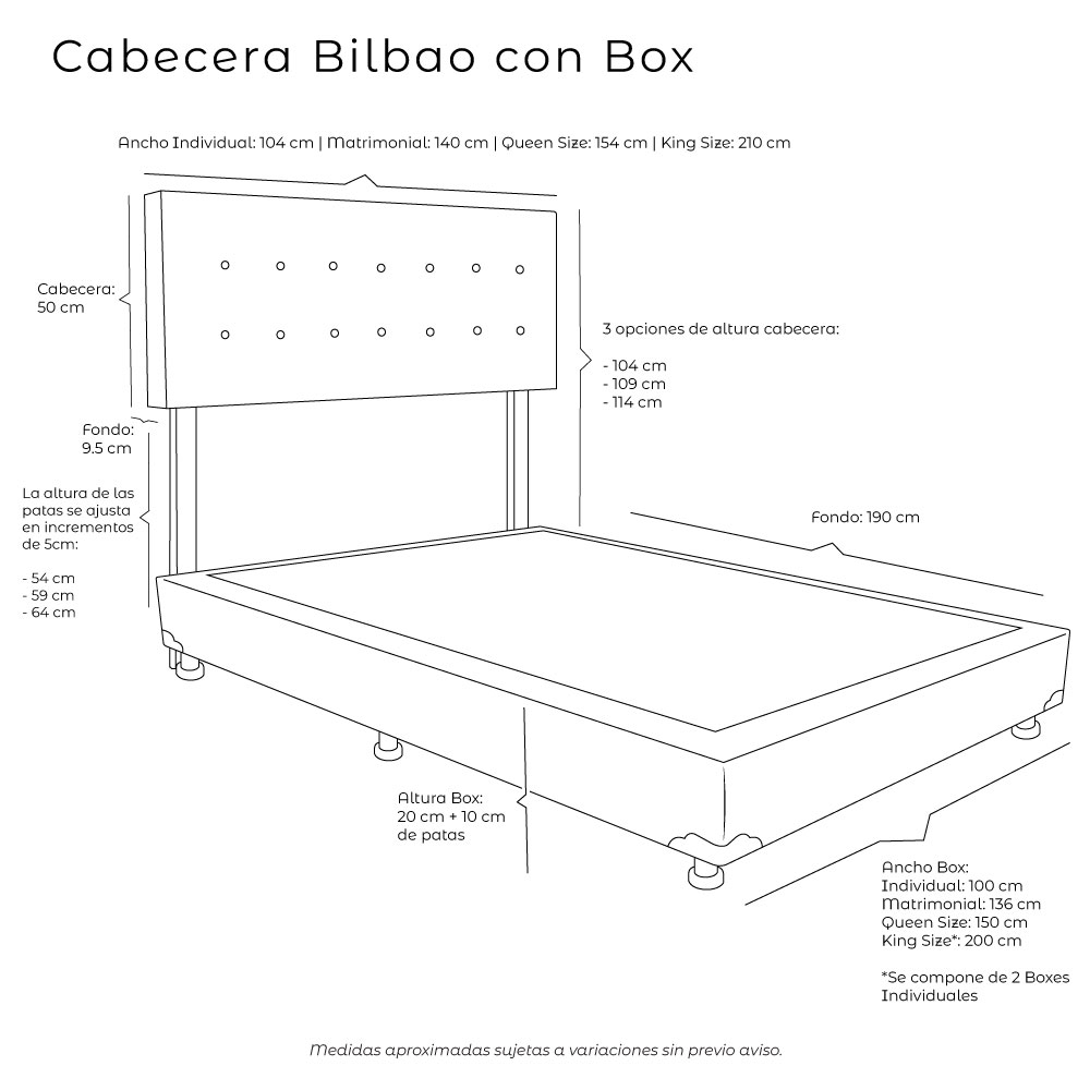 Foto 5 | Cabecera Dicasa Bilbao Color Azul+box Dicasa Color Azul King Size