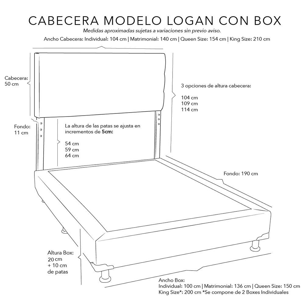 Foto 4 | Cabecera Dicasa Logan Color Beige+box Dicasa Color Beige Matrimonial