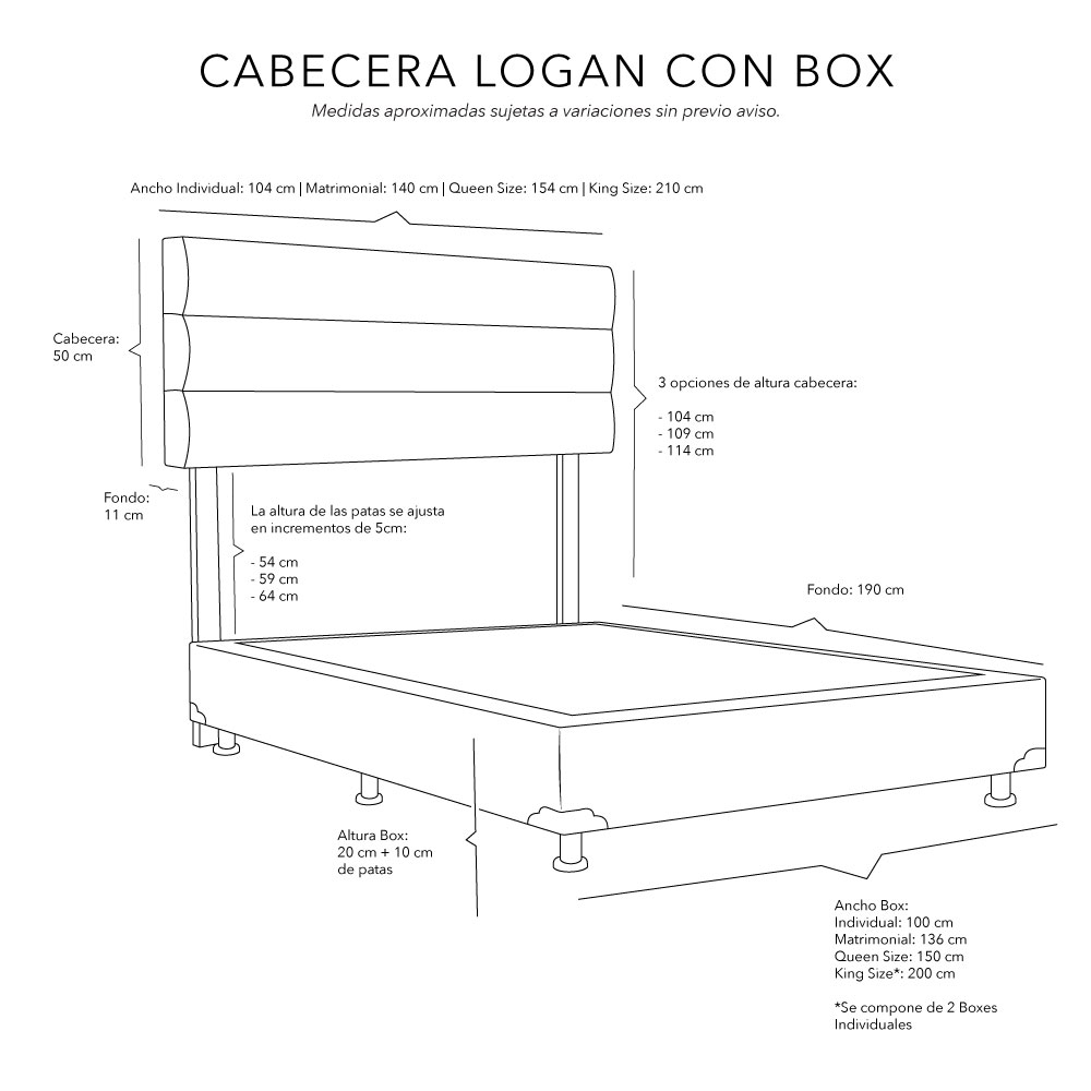 Foto 6 | Cabecera Dicasa Logan Color Gris+box Dicasa Color Gris King Size