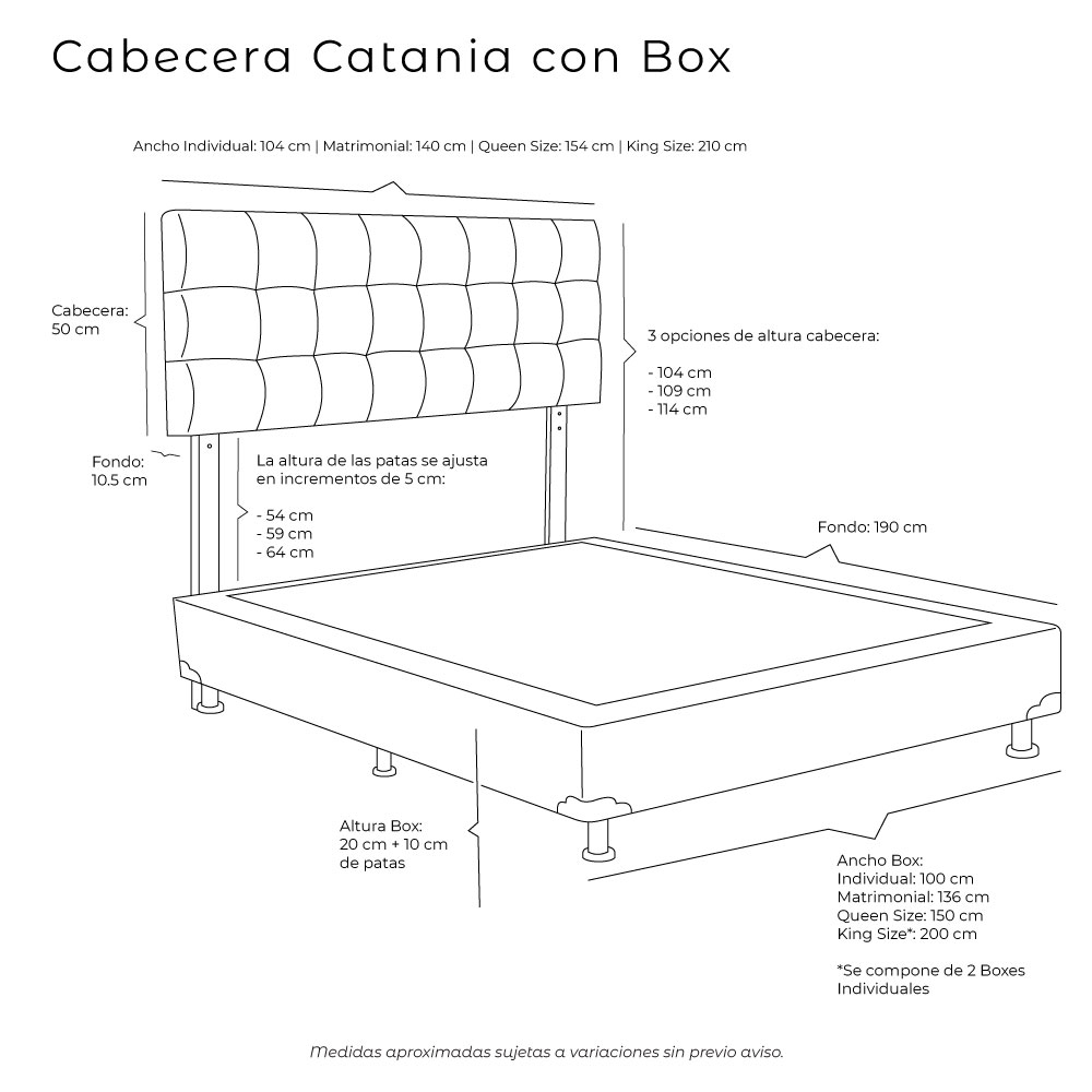 Foto 5 | Cabecera Dicasa Catania Color Mostaza+box Dicasa Color Mostaza King Size