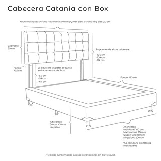 Foto 5 | Cabecera Dicasa Catania Color Mostaza+box Dicasa Color Mostaza King Size