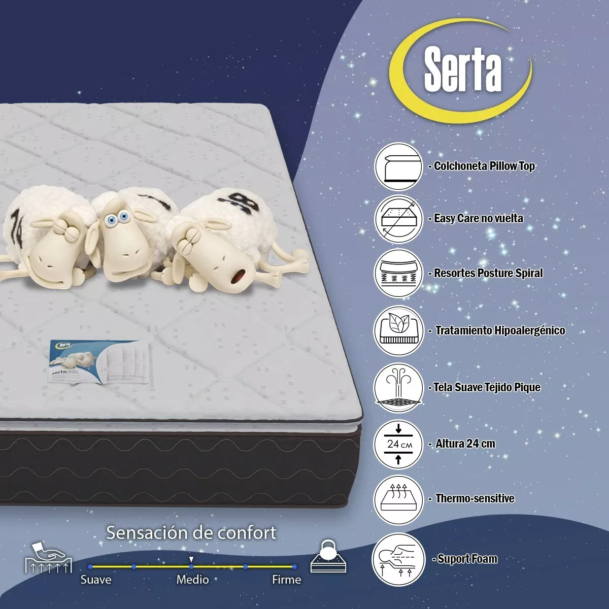 Foto 5 pulgar | Colchón King Size Serta Antibacterial + Box Cama Oxford