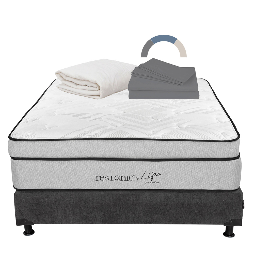 Foto 1 | Colchon Restonic Lipa + Box Dicasa Queen Size + Protector Ultra + Sabanas Basic