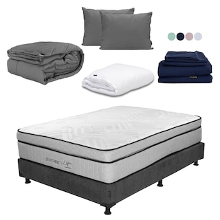 Foto 1 | Colchón Restonic Lipa + Box Dicasa Queen Size + Almohada 2pack + Protector Cloud + Sábanas Softy + Edredon Homy