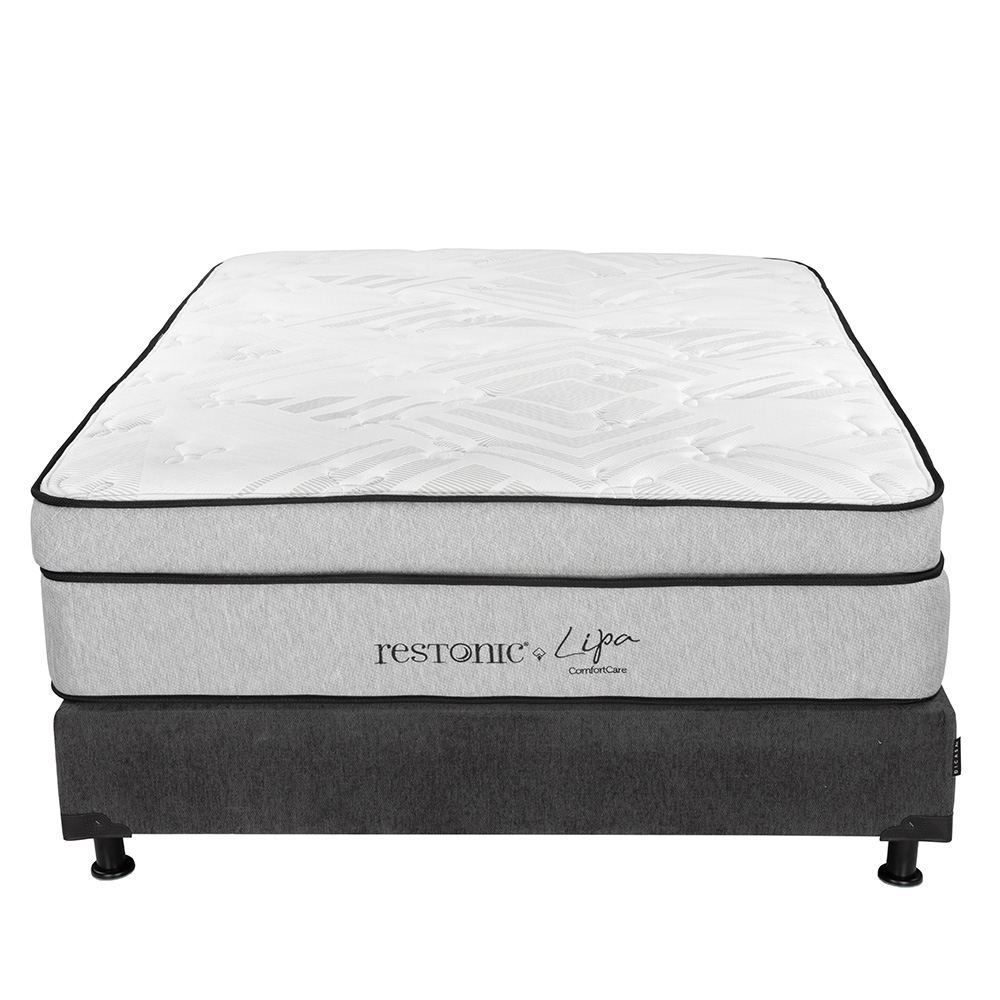 Foto 2 | Colchón Restonic Lipa + Box Dicasa Queen Size + Almohada 2pack + Protector Cloud + Sábanas Softy + Edredon Homy