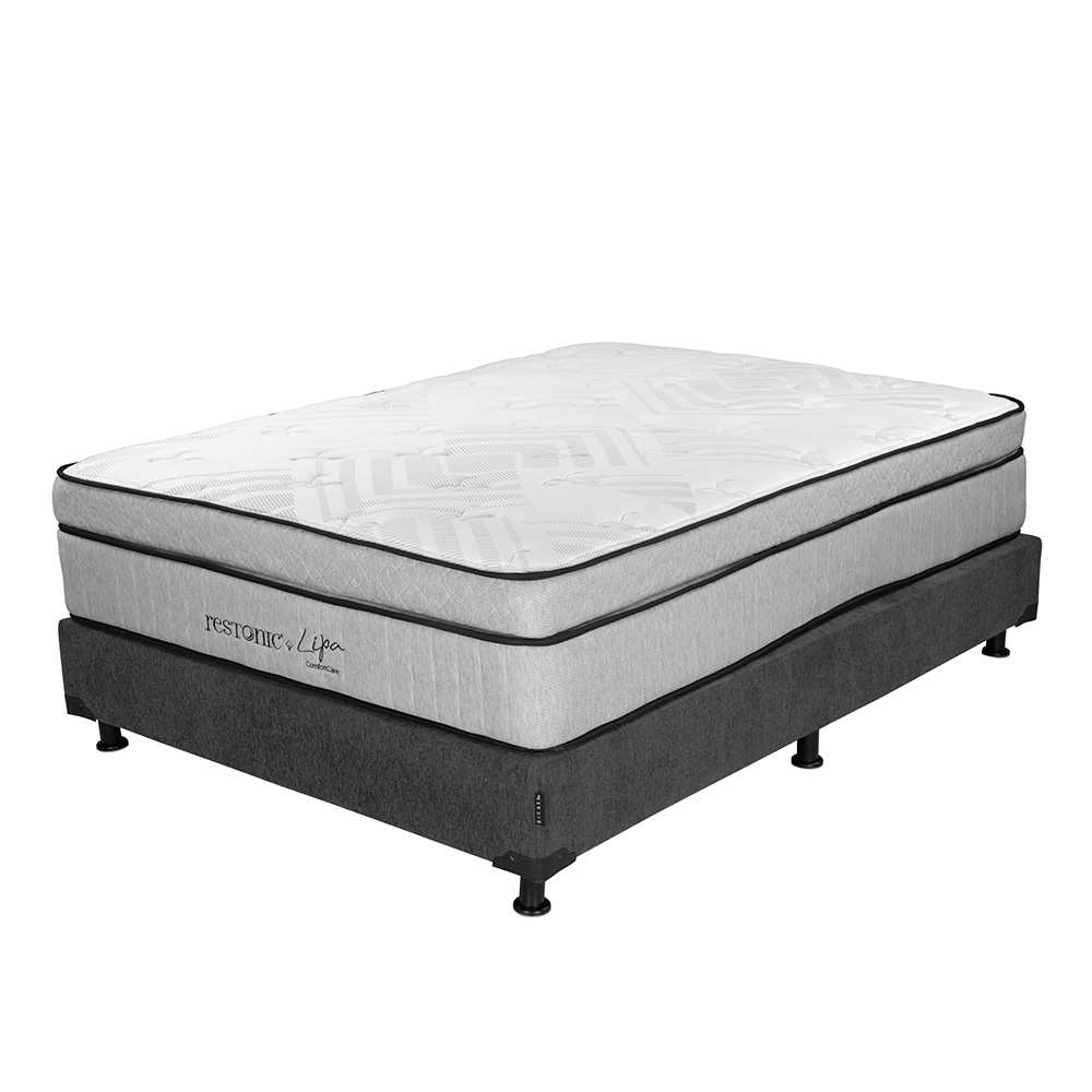 Foto 3 | Colchón Restonic Lipa + Box Dicasa Queen Size + Almohada 2pack + Protector Cloud + Sábanas Softy