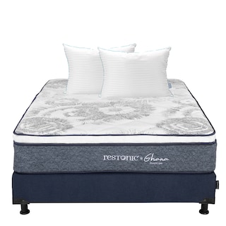 Foto 1 | Colchón Restonic Ghana + Box Dicasa Queen Size + Almohada Royal Twin