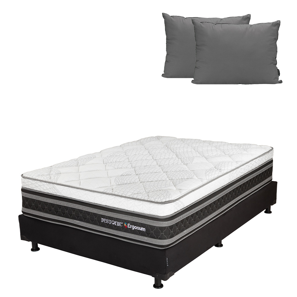 Foto 1 | Colchón Restonic Ergosum + Box  Dicasa Matrimonial + Almohada 2 pack