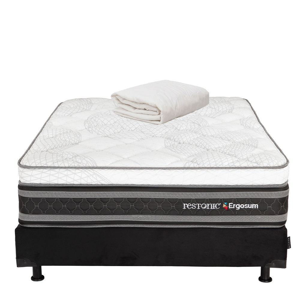 Colchón Restonic Ergosum + Box Dicasa Matrimonial + Protector Ultra