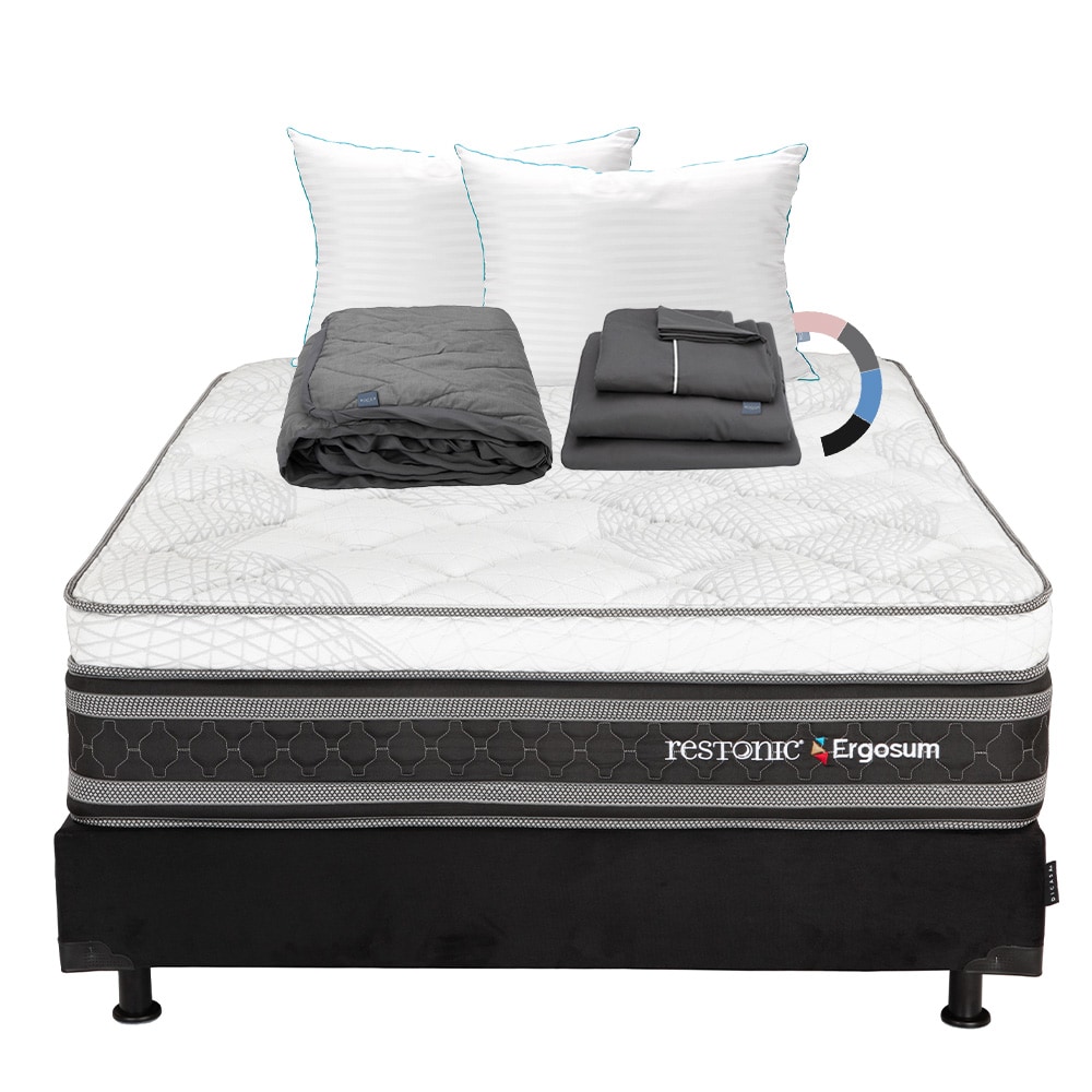 Colchón Restonic Ergosum + Box Dicasa Individual + Almohada Royal Twin + Protector Lux + Sábanas Royal $8,549