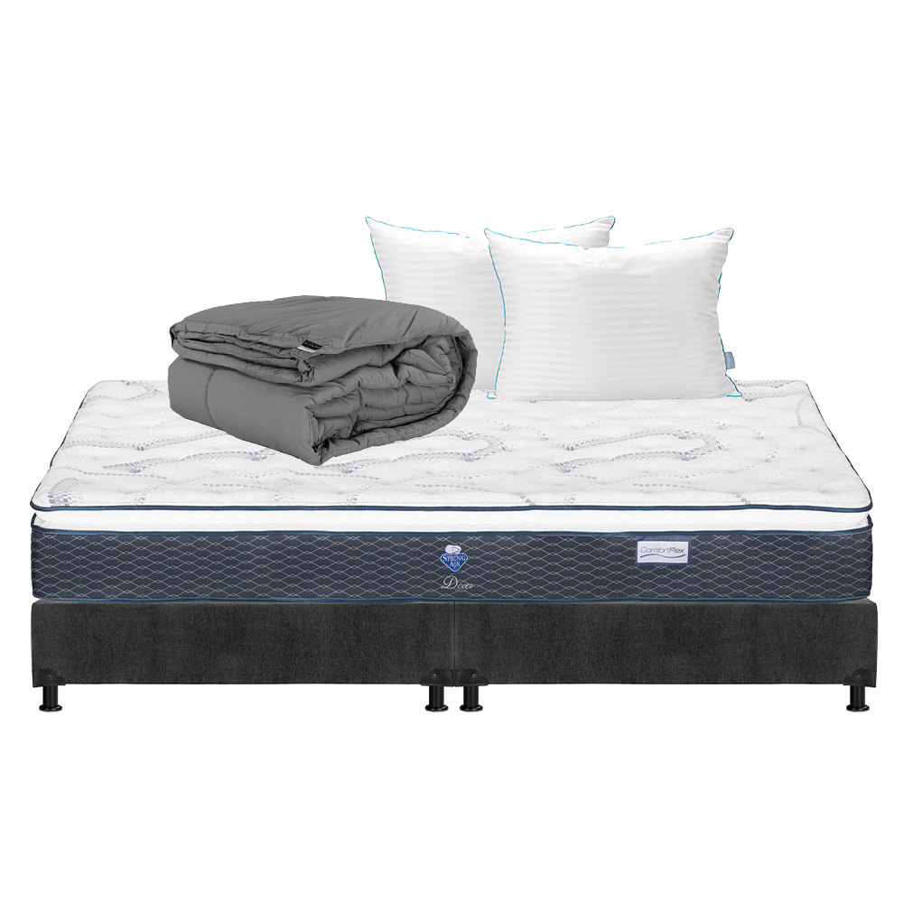 Foto 2 pulgar | Colchon Spring Air Dover + Box Dicasa King Size + Almohada Royal Twin + Edredon Homy