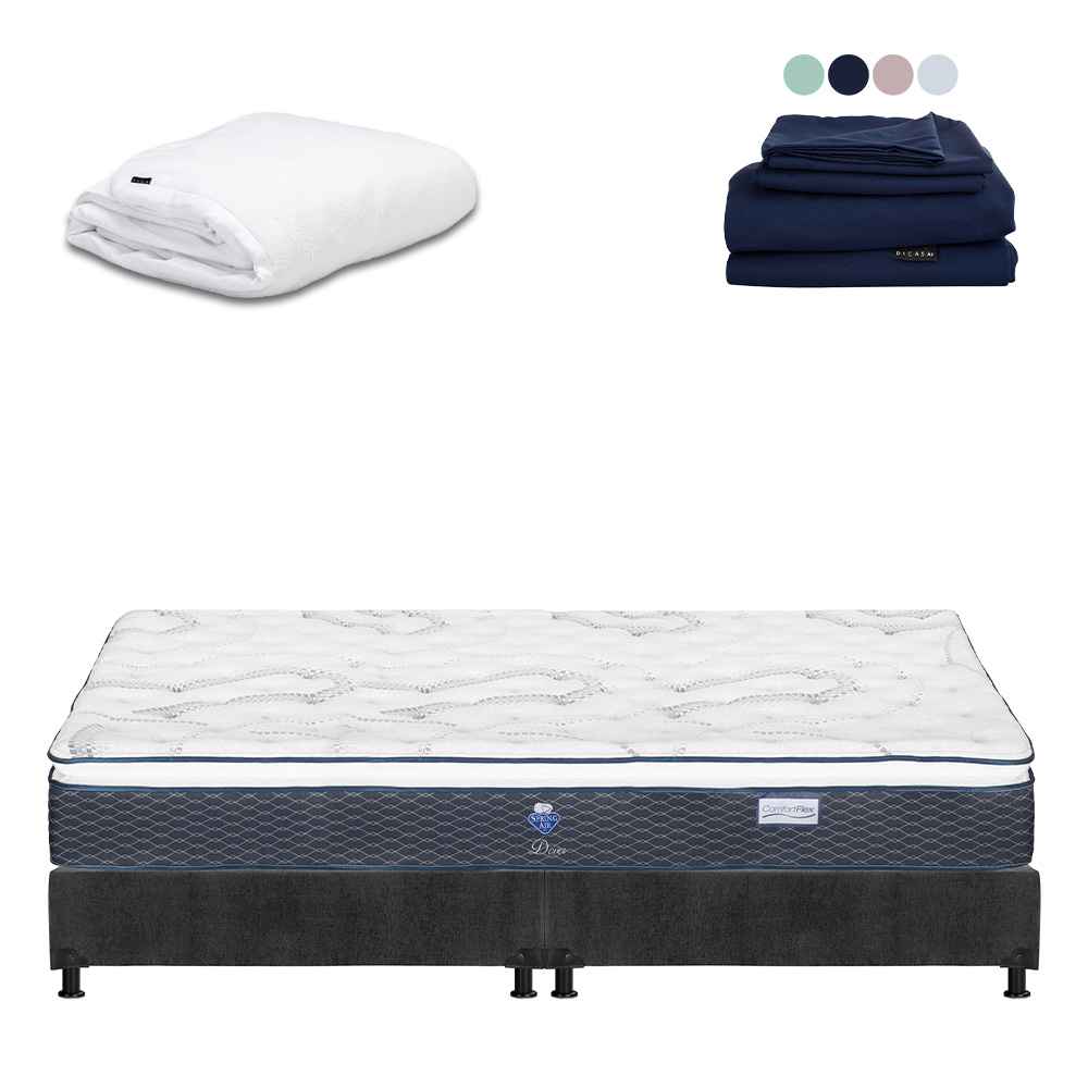 Foto 2 pulgar | Colchon Spring Air Dover + Box Dicasa King Size + Protector Cloud + Sabanas Softy
