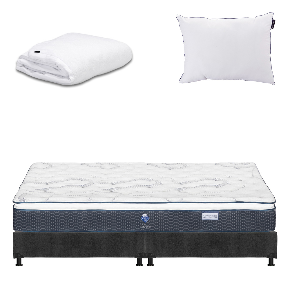 Foto 1 | Colchón Spring Air Dover + Box Dicasa King Size + Almohada One + Protector Cloud