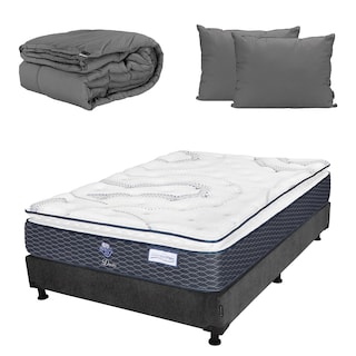 Foto 1 | Colchón Spring Air Dover + Box Dicasa Matrimonial + Almohada 2pack + Edredón Homy