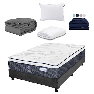 Foto 1 | Colchon Spring Air Dover + Box Dicasa Matrimonial + Almohada One + Protector Cloud + Sabanas Softy + Edredon Homy