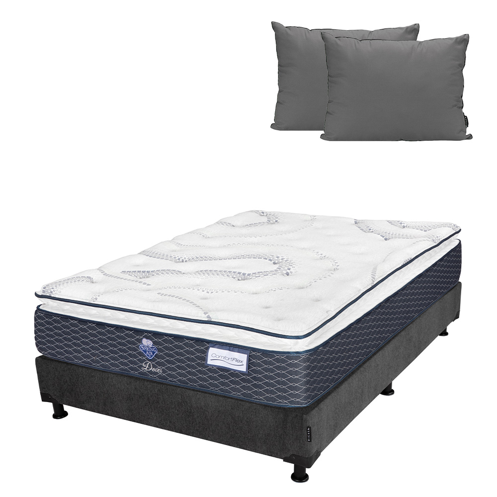 Colchón Spring Air Dover + Box Dicasa Matrimonial + Almohada 2pack