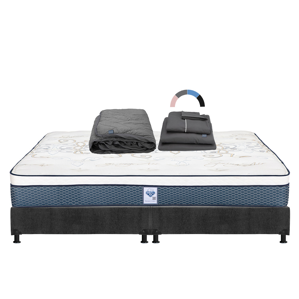 Foto 2 pulgar | Colchon Spring Air Cantabria + Box Dicasa King Size + Protector Lux + Sabanas Royal