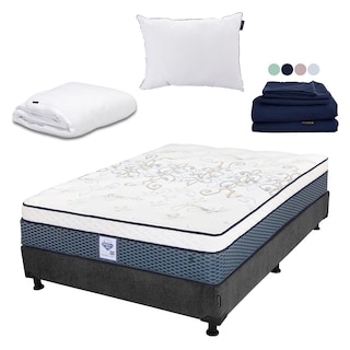 Foto 1 | Colchon Spring Air Cantabria + Box Dicasa Queen Size + Almohada One + Protector Cloud + Sabanas Softy