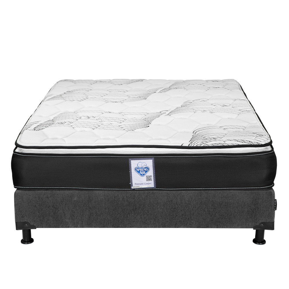 Foto 1 | Colchón Spring Air Premier Queen Size+ Box Dicasa Queen Size Color Gris Oscuro