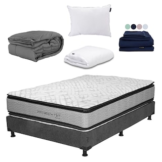 Foto 1 | Colchón Restonic Hoff Queen Size + Box Dicasa Color Gris+almohada One+protector Cloud+sábanas Softy+edredón Homy