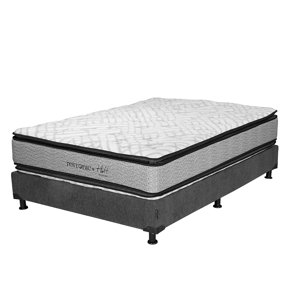 Foto 2 | Colchón Restonic Hoff Queen Size + Box Dicasa Color Gris+almohada One+protector Cloud+sábanas Softy+edredón Homy