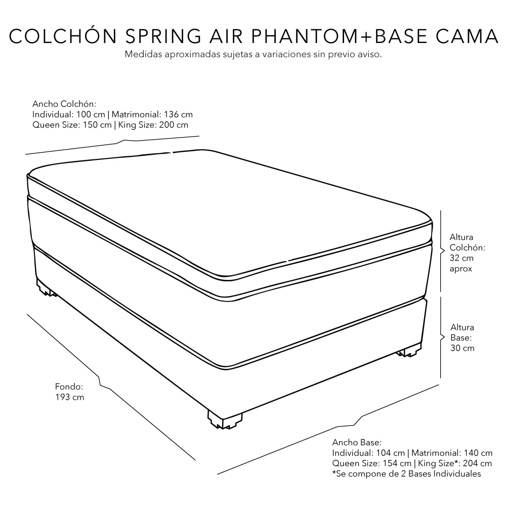 Foto 6 | Colchón Spring Air Phantom King Size + Base Cama Dicasa King Size Color Beige Claro