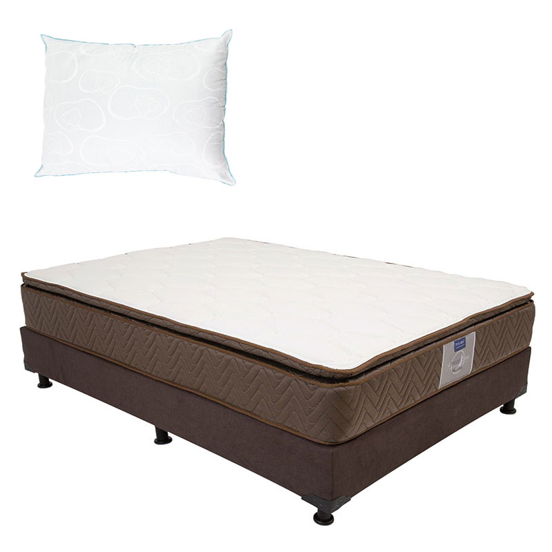 Foto 1 | Colchón Restonic Nautilus Queen Size+box Dicasa Color Chocolate+almohada Oso