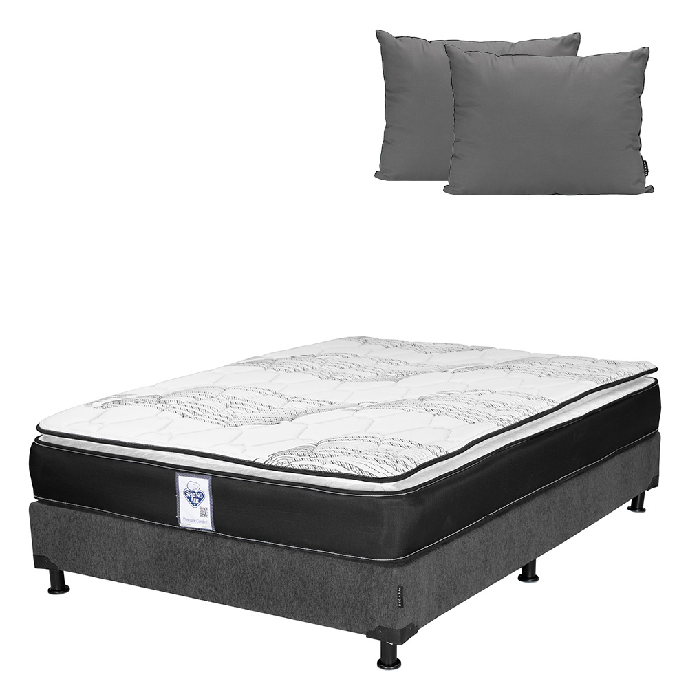 Foto 1 | Colchón Spring Air Premier Queen Size + Box Dicasa Color Gris Oscuro + Almohada 2 Pack