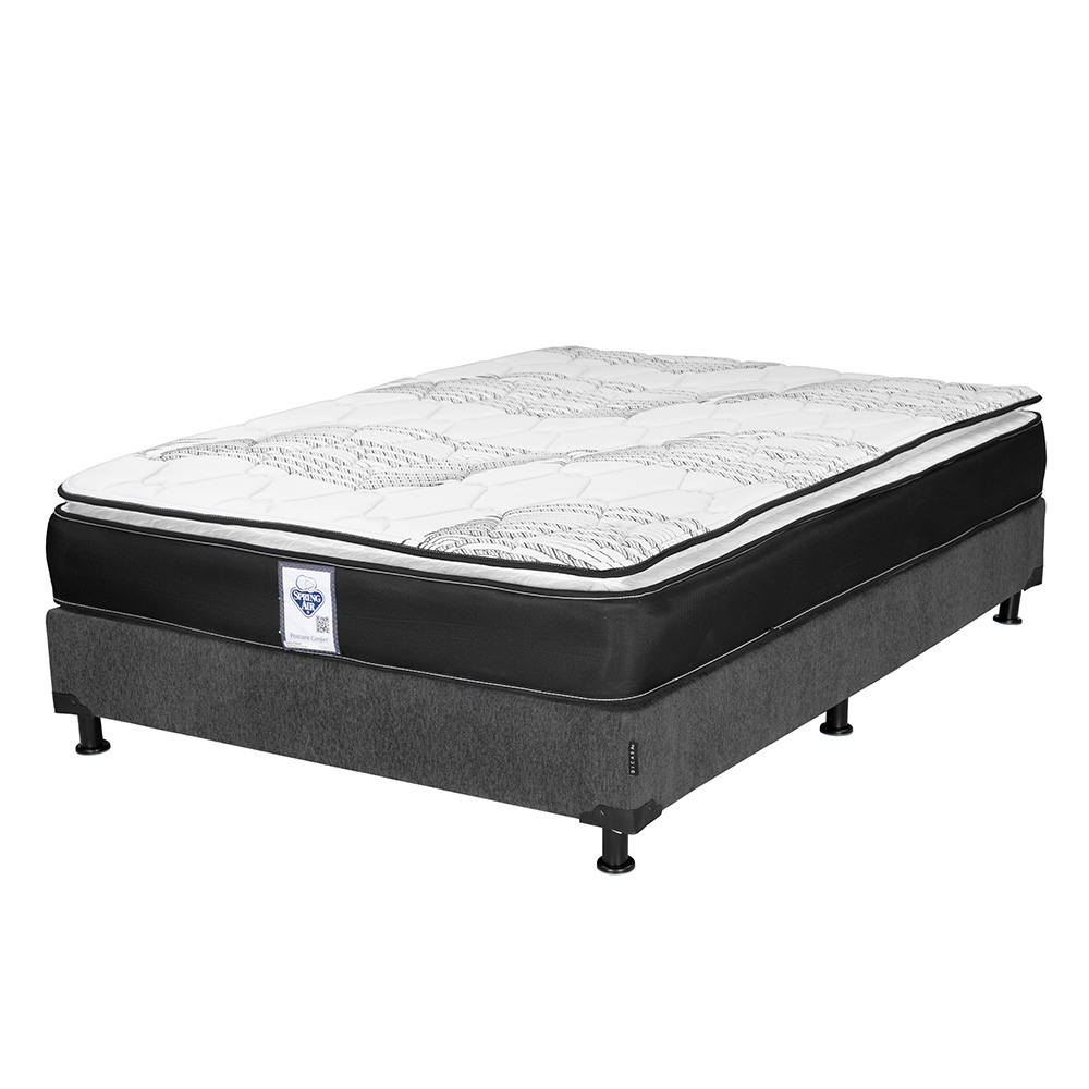 Foto 2 | Colchón Spring Air Premier Queen Size + Box Dicasa Color Gris Oscuro + Almohada 2 Pack