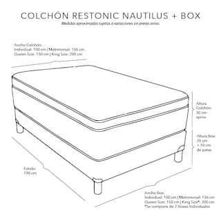 Foto 5 | Colchón Restonic Nautilus Individual + Box Dicasa Color Chocolate+almohada Oso+ Juego De Sábanas
