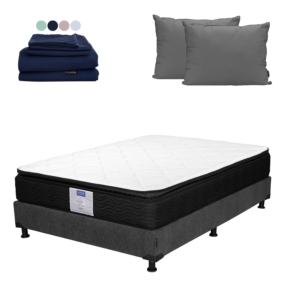 Foto 1 | Colchón Dicasa Legan King Size + Box Dicasa Color Gris + Almohada 2 Pack + Sábanas Softy