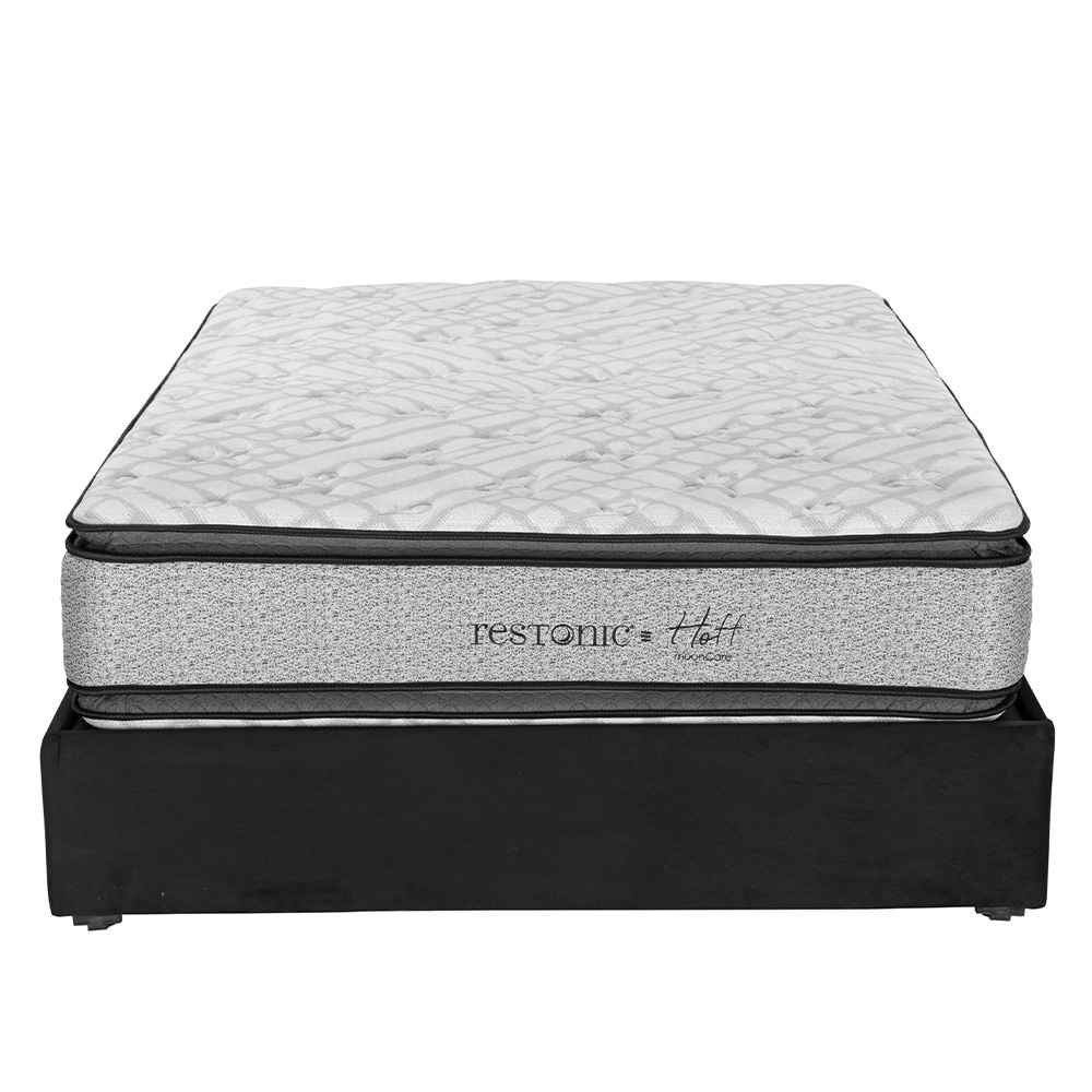 Colchón Restonic Hoff Queen Size + Base Cama Dicasa Queen Size Color Negro