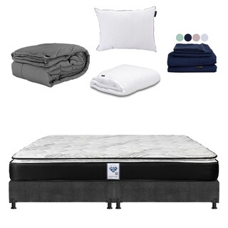 Foto 1 | Colchón Spring Air Premier King Size+box Dicasa Color Gris Oscuro+almohada One+protector Cloud+sábanas Softy+edredón