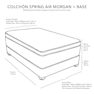 Foto 5 | Colchón Spring Air Morgan Matrimonial + Base Cama Dicasa Matrimonial Color Gris