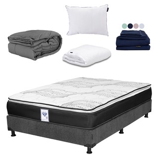 Foto 1 | Colchón Spring Air Premier Queen Size+box Dicasa Color Gris Oscuro+almohada One+protector Cloud+sábanas Softy+edred